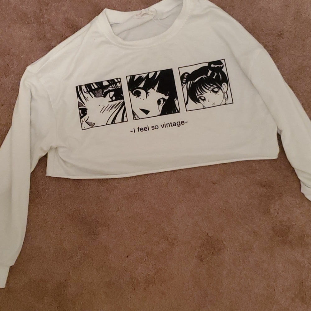 Anime art crop top long sleeve